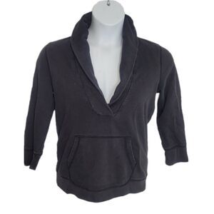 J CREW black v-neck 3/4 sleeve casual sweatshirt with pocket M‎